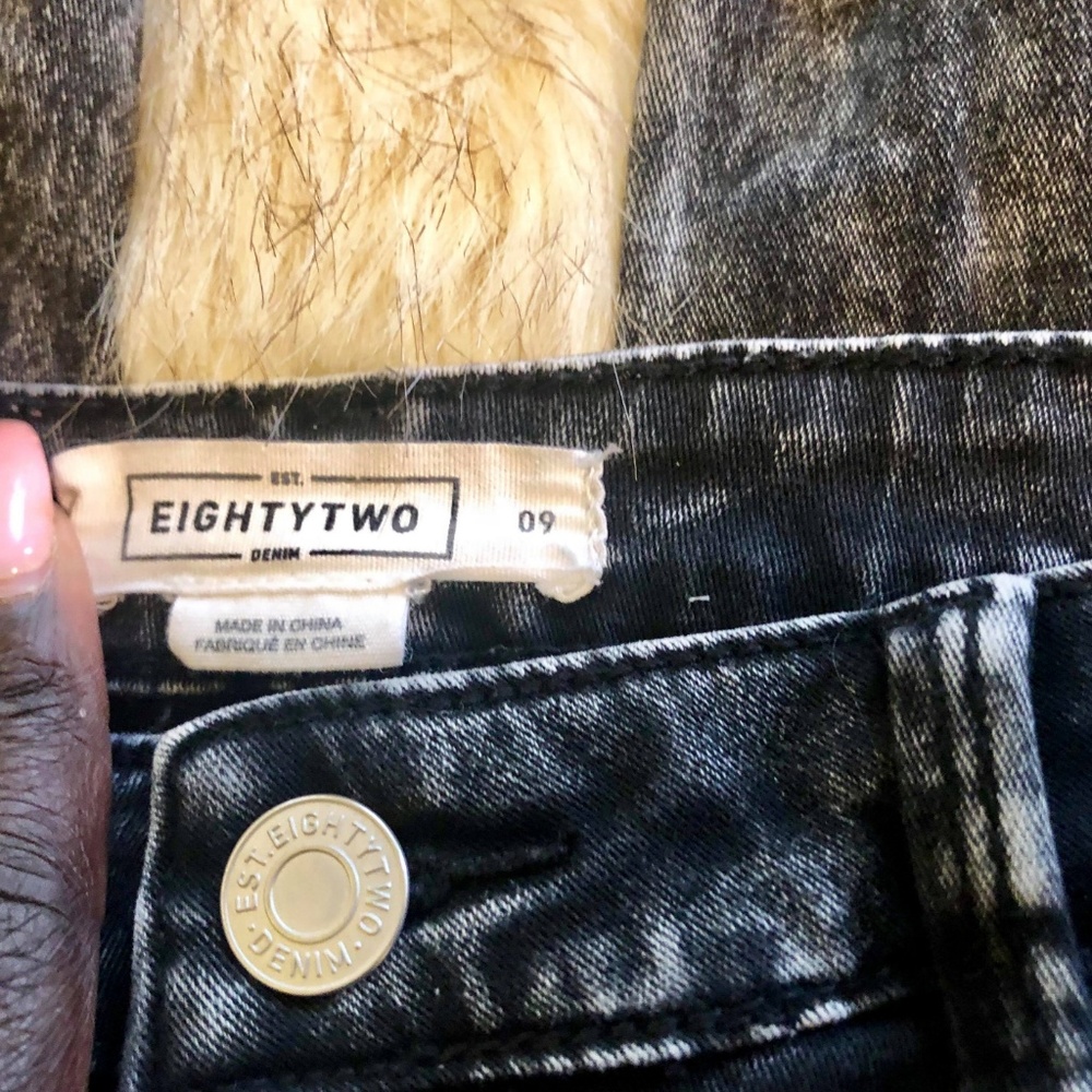 Black Grey Ardene Skinny Jeans with Rips - Picture 3 of 5